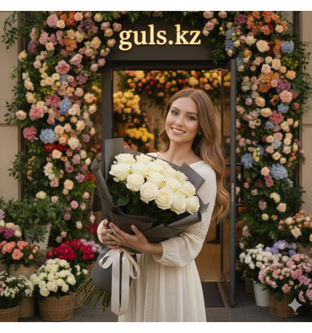 Букет из 21 белой розы